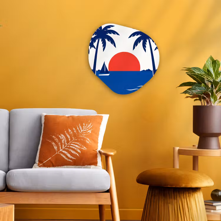Zonsondergang - Zee - Palmboom - Tropisch - Modern Wandcirkel Organisch Forex 3mm klein -sfeer4