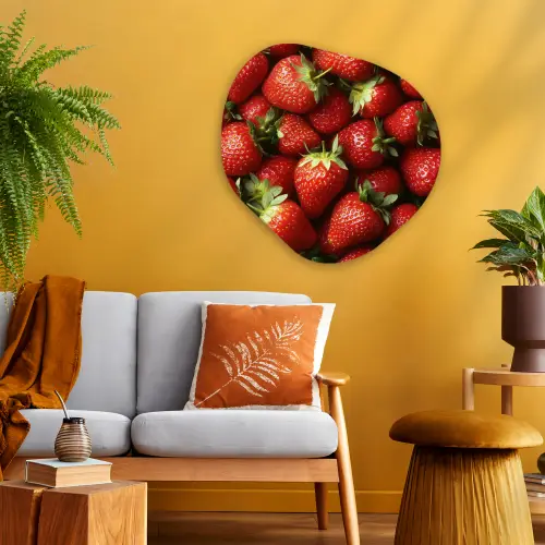 Aardbei - Fruit - Rood Wandcirkel Organisch Plexiglas middel -sfeer4