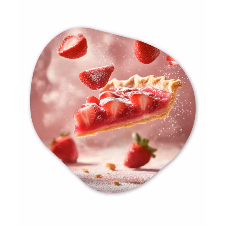 Aardbei - Taart- Eten - Roze Wandcirkel Organisch Plexiglas middel -3d