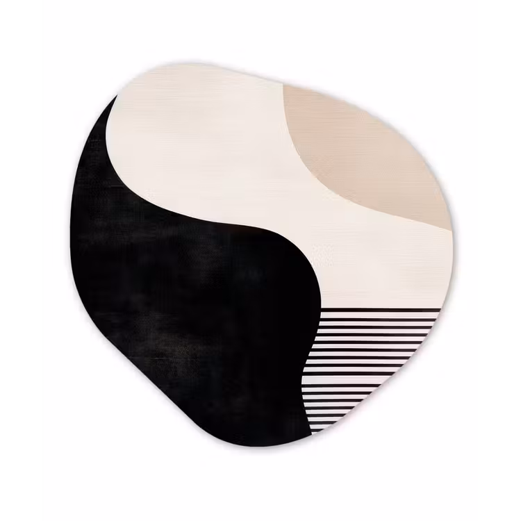Abstract - Japandi - Beige - Modern Wandcirkel Organisch Plexiglas middel -3d