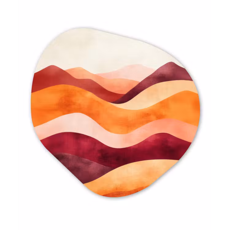 Abstract - Landschap - Golven Wandcirkel Organisch Plexiglas middel -3d