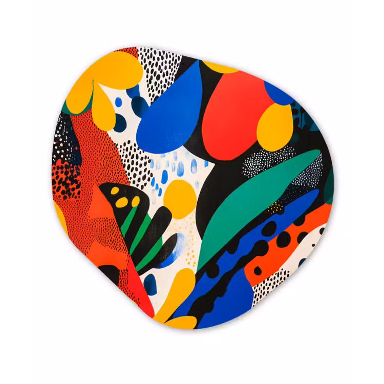 Abstract - Planten - Vormen - Kleurrijk Wandcirkel Organisch Plexiglas middel -3d