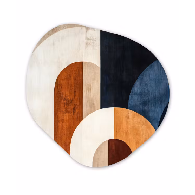 Abstract - Vormen - Donkerblauw Wandcirkel Organisch Plexiglas middel -3d