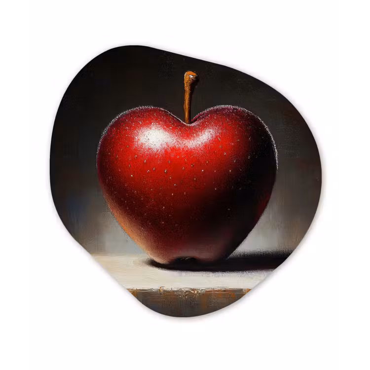 Apple - Hart - Rood Wandcirkel Organisch Plexiglas middel -3d