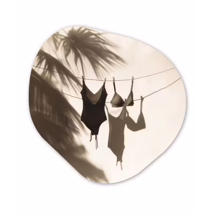 Badkleding - Palmbomen - Schaduw - Tropisch Wandcirkel Organisch Plexiglas middel -3d