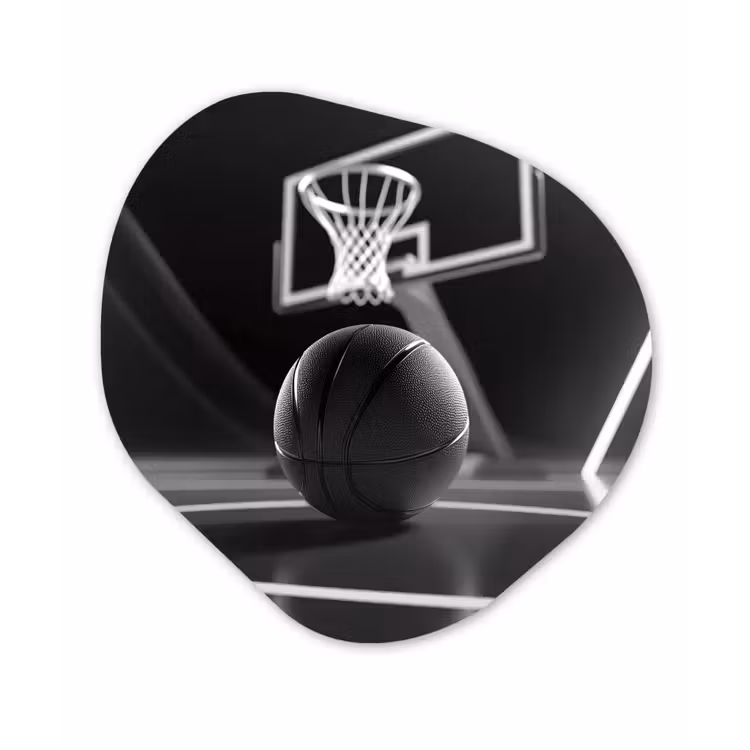 Basketbal - Basketbalveld - Lichtlijnen Wandcirkel Organisch Plexiglas middel -3d