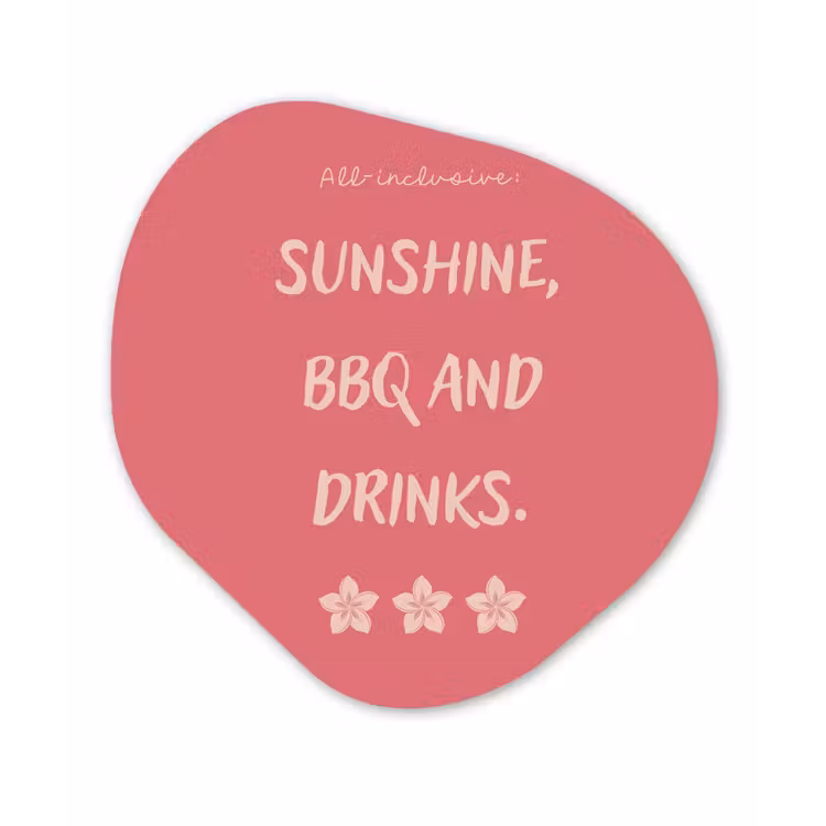 BBQ - Quote - Roze - Zomer Wandcirkel Organisch Plexiglas middel -3d