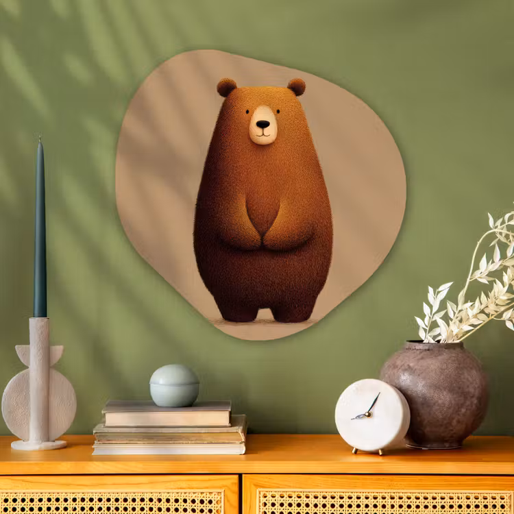 Beer - Minimalistisch - Bruin Wandcirkel Organisch Plexiglas middel -sfeer2