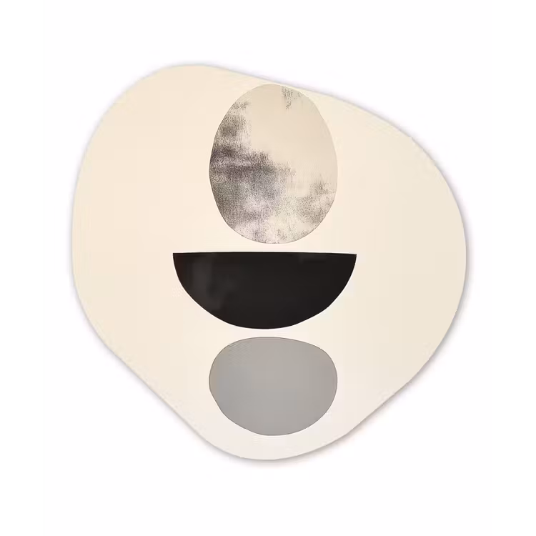 Beige - Japandi - Wabi sabi Wandcirkel Organisch Plexiglas middel -3d