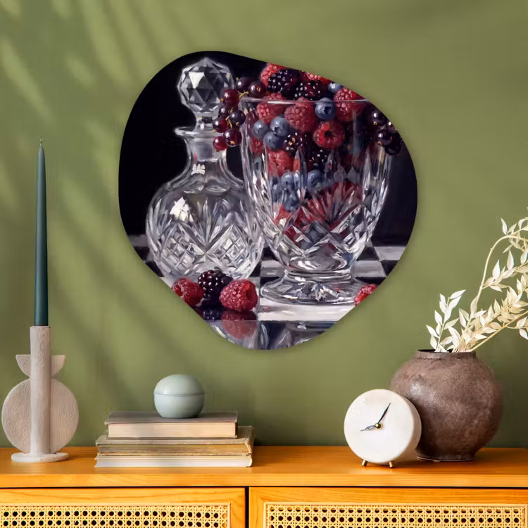 Organisch schilderij glas - Bessen - Kristal - Stilleven - Bessen - Kristal - Stilleven Wandcirkel Organisch Plexiglas middel