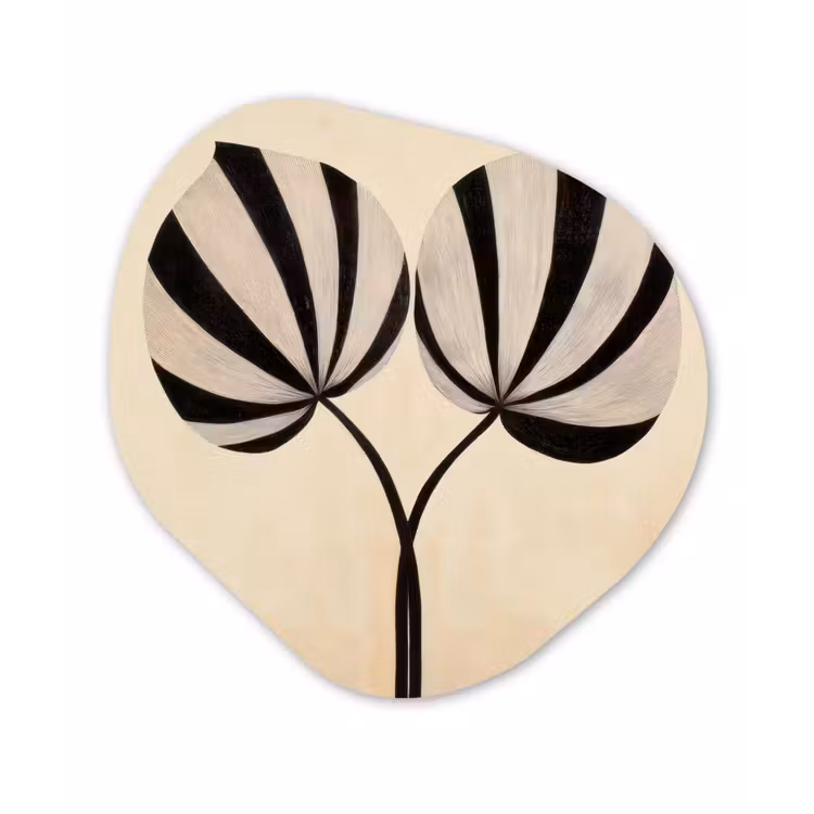 Bladeren - Gestreept - Stengel - Beige Wandcirkel Organisch Plexiglas middel -3d