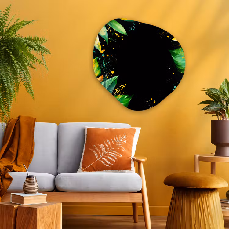 Bladeren - Groen - Geel - Verf - Jungle Wandcirkel Organisch Plexiglas middel -sfeer4