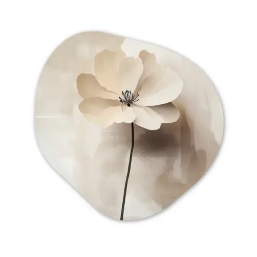 Bloem - Beige - Verf - Schaduw Wandcirkel Organisch Plexiglas middel -3d