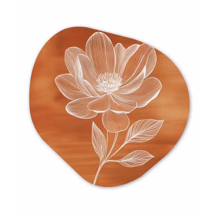 Bloem - Minimalistisch - Wit Wandcirkel Organisch Plexiglas middel -3d