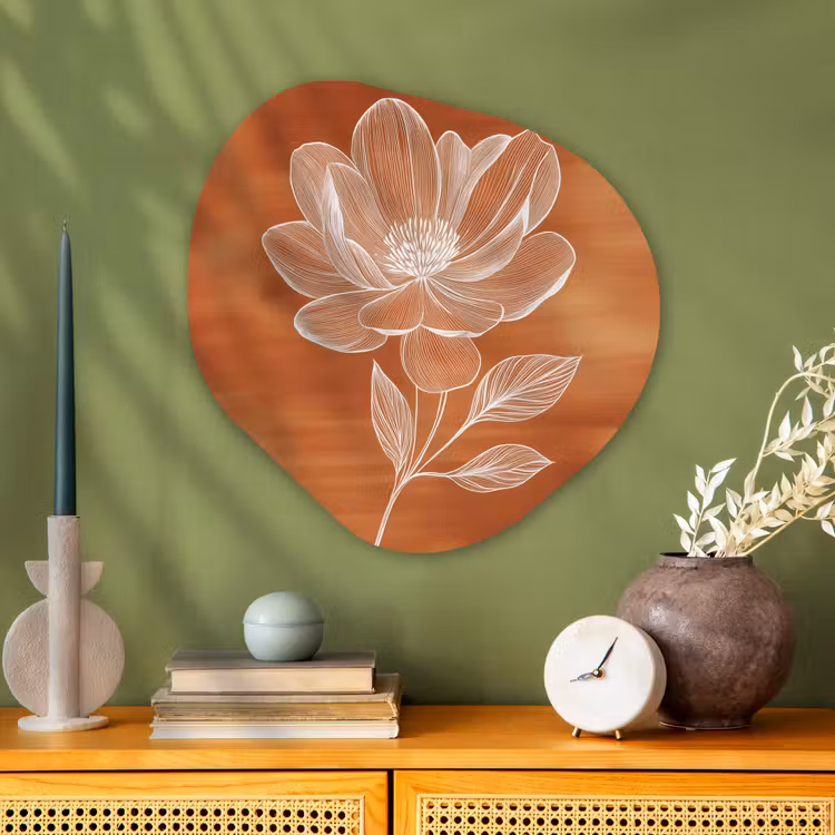 Bloem - Minimalistisch - Wit Wandcirkel Organisch Plexiglas middel -sfeer2