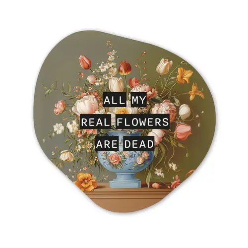 Bloem - Quote - Vintage - Art Wandcirkel Organisch Plexiglas middel -3d
