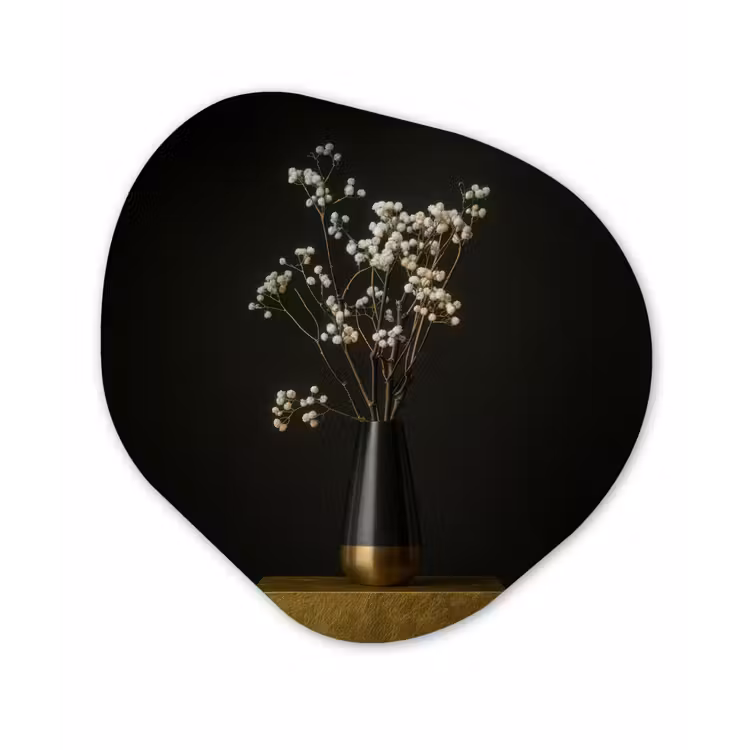 Bloembollen - Wit - Vaas - Minimalistisch Wandcirkel Organisch Plexiglas middel -3d