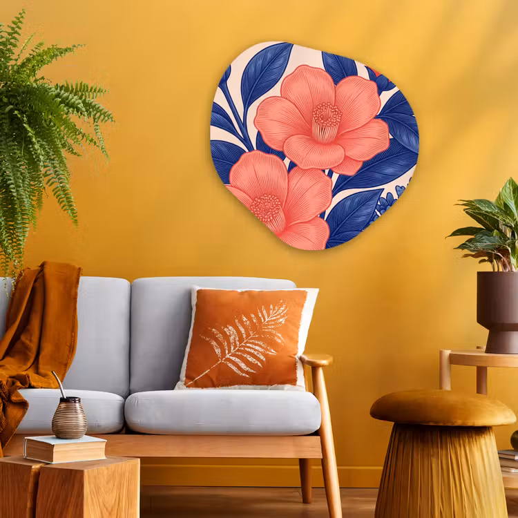 Organisch schilderij glas - Bloemen - Bladeren - Botanisch - Bloemen - Bladeren - Botanisch Wandcirkel Organisch Plexiglas middel