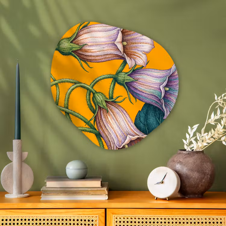 Organisch schilderij glas - Bloemen - Botanisch - Geel - Bloemen - Botanisch - Geel Wandcirkel Organisch Plexiglas middel