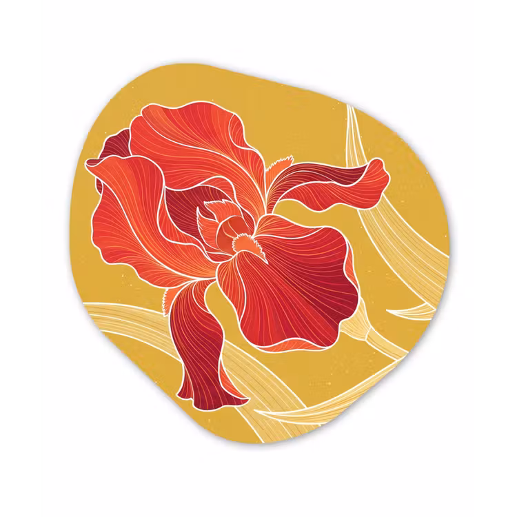 Organisch schilderij glas - Bloemen - Illustratie - Rood - Bloemen - Illustratie - Rood Wandcirkel Organisch Plexiglas middel