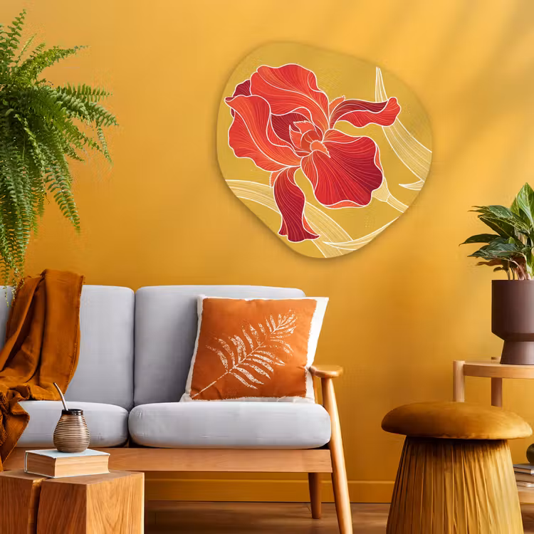 Organisch schilderij glas - Bloemen - Illustratie - Rood - Bloemen - Illustratie - Rood Wandcirkel Organisch Plexiglas middel
