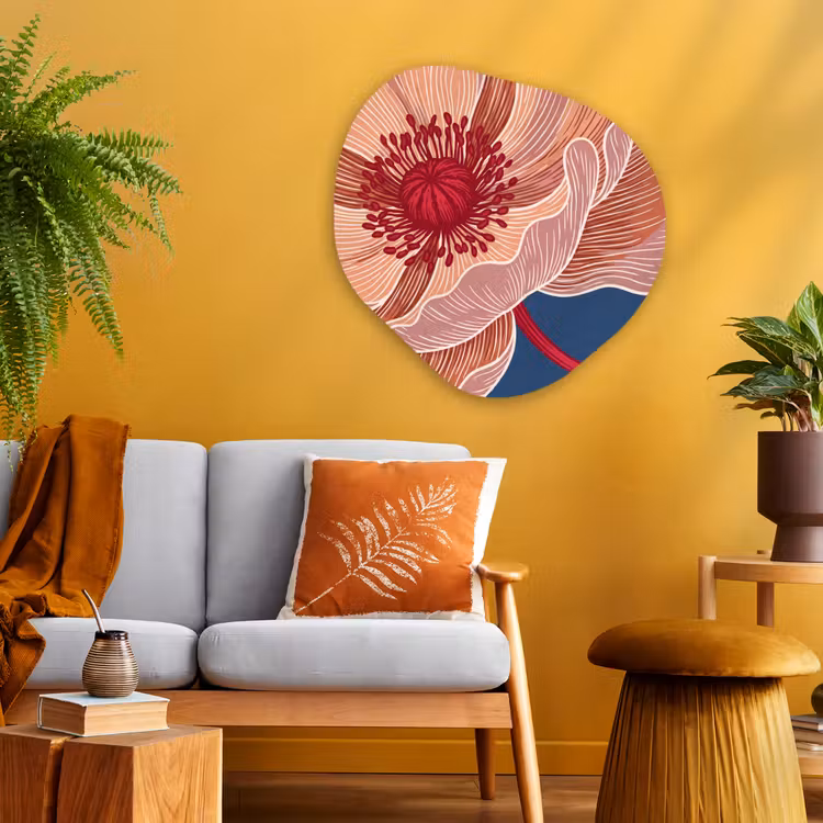 Organisch schilderij glas - Bloemen - Modern - Abstract - Bloemen - Modern - Abstract Wandcirkel Organisch Plexiglas middel