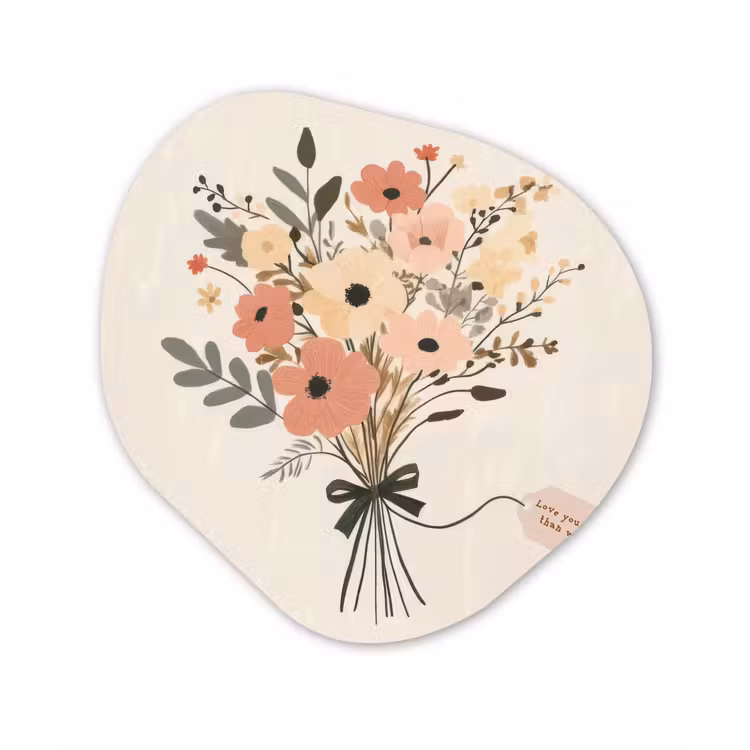 Bloemen - Quote - Beige - Lint Wandcirkel Organisch Plexiglas middel -3d
