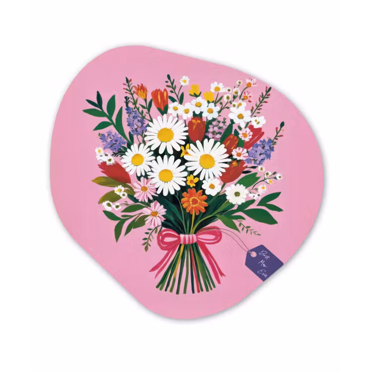 Bloemen - Quote - Kaartje - Kleurrijk Wandcirkel Organisch Plexiglas middel -3d