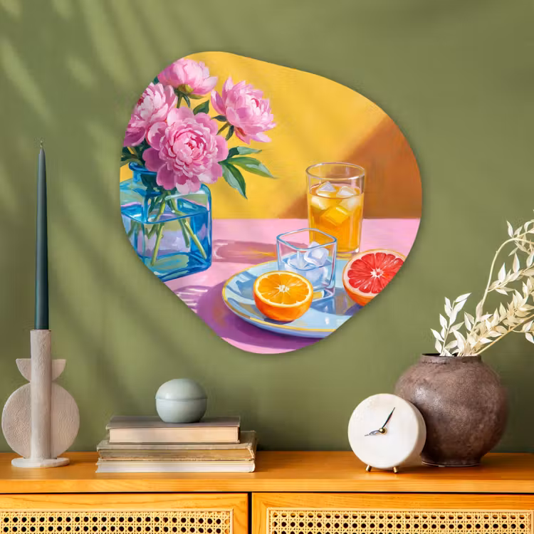 Organisch schilderij glas - Bloemen - Roze - Modern — 2