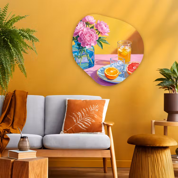 Organisch schilderij glas - Bloemen - Roze - Modern — 3