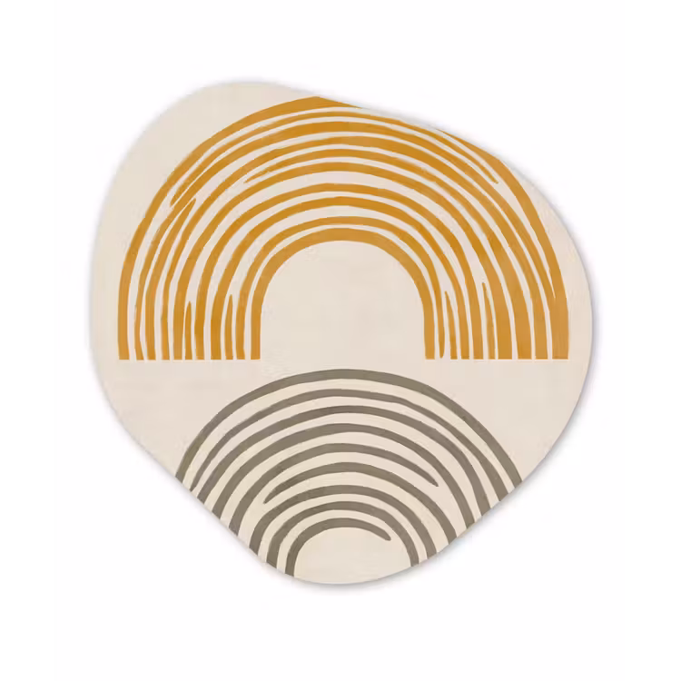 Bogen - Lijnen - Oranje - Minimalistisch Wandcirkel Organisch Plexiglas middel -3d