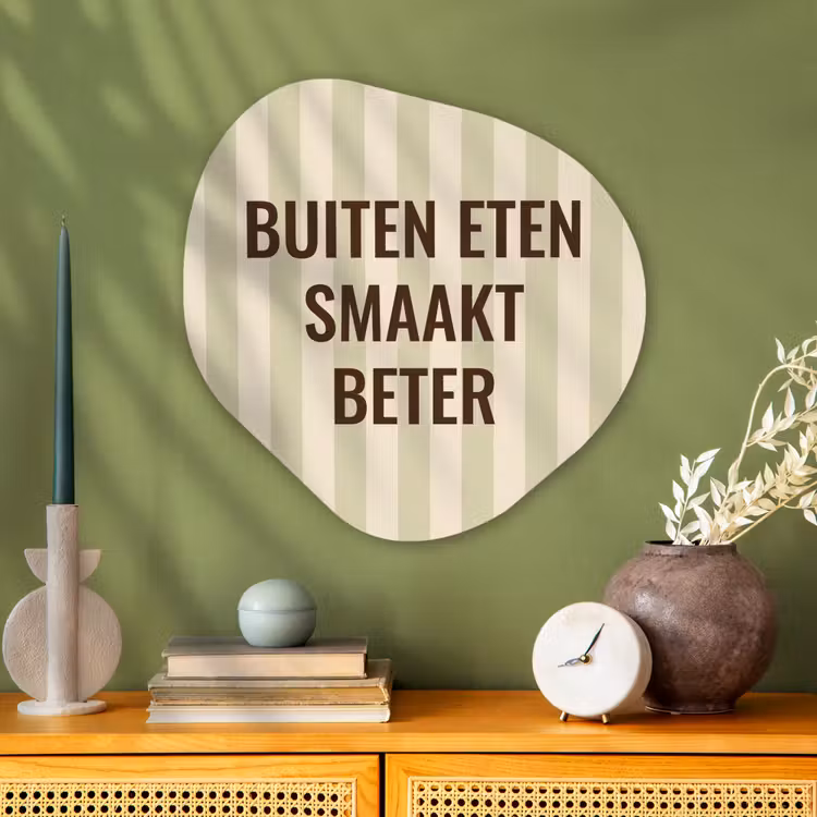 Buiten - Quote - Strepen - Zomer Wandcirkel Organisch Plexiglas middel -sfeer2