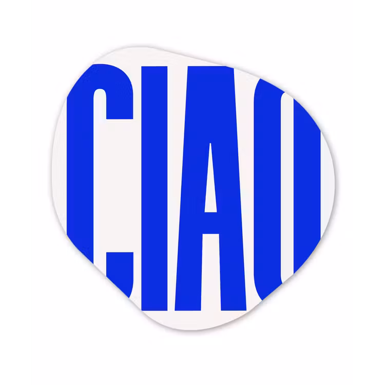 Ciao - Hoofdletters - Blauw - Minimalistisch Wandcirkel Organisch Plexiglas middel -3d
