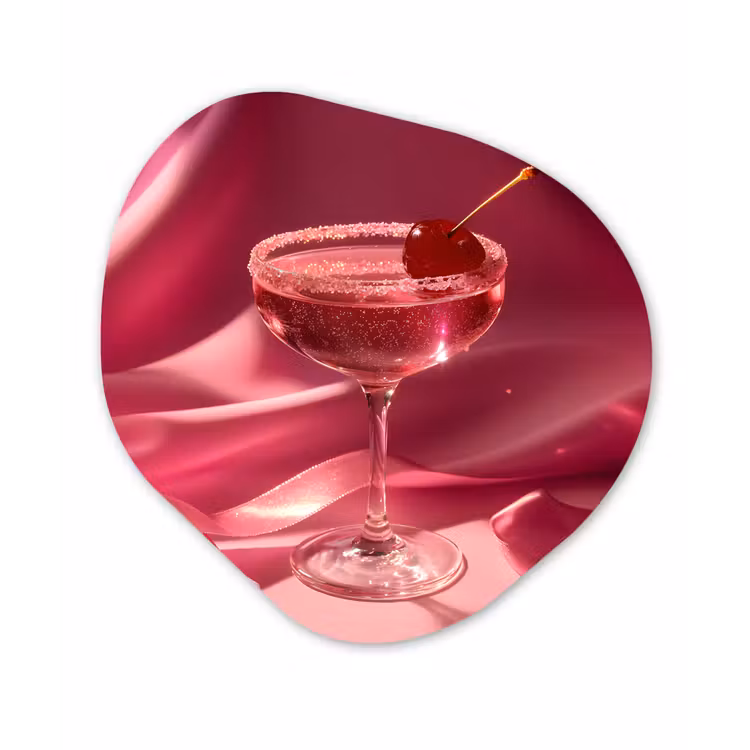 Cocktail - Pink - Luxe Wandcirkel Organisch Plexiglas middel -3d