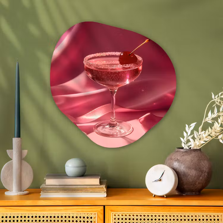 Cocktail - Pink - Luxe Wandcirkel Organisch Plexiglas middel -sfeer2