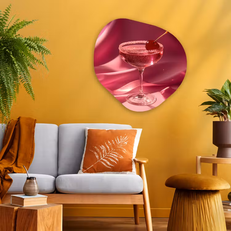 Cocktail - Pink - Luxe Wandcirkel Organisch Plexiglas middel -sfeer4