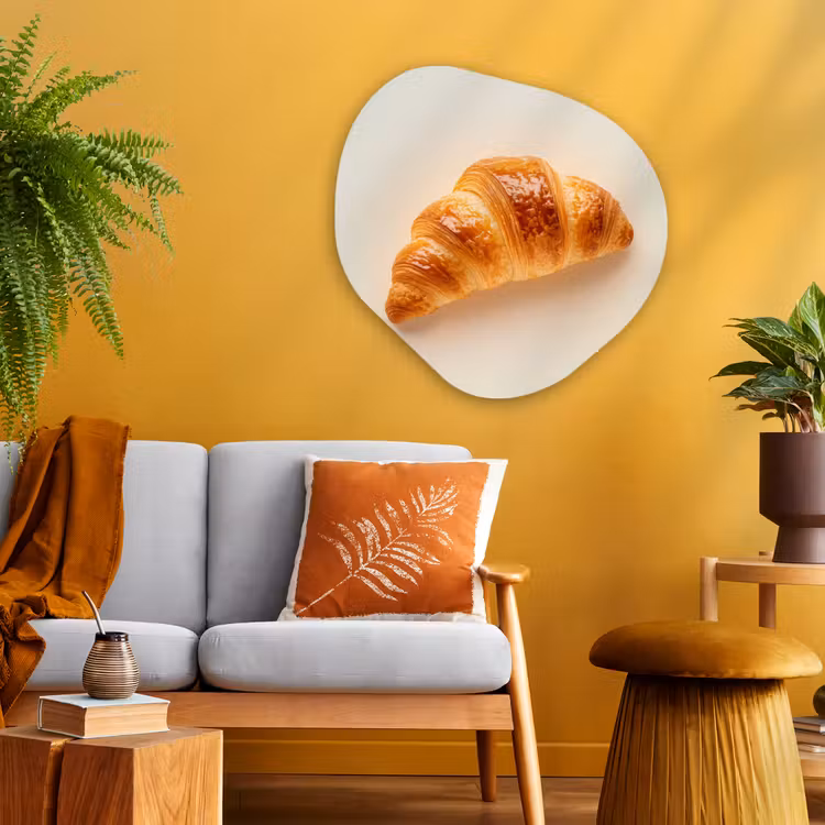 Croissant - Brood - Beige Wandcirkel Organisch Plexiglas middel -sfeer4