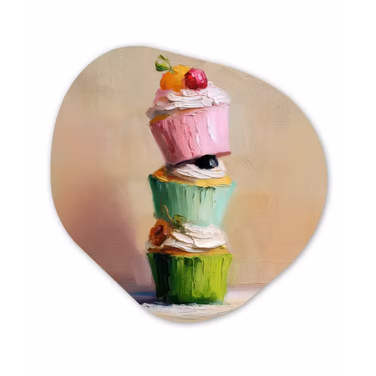 Cupcakes - Gestapeld - Kleurrijk - Fruit Wandcirkel Organisch Plexiglas middel -3d