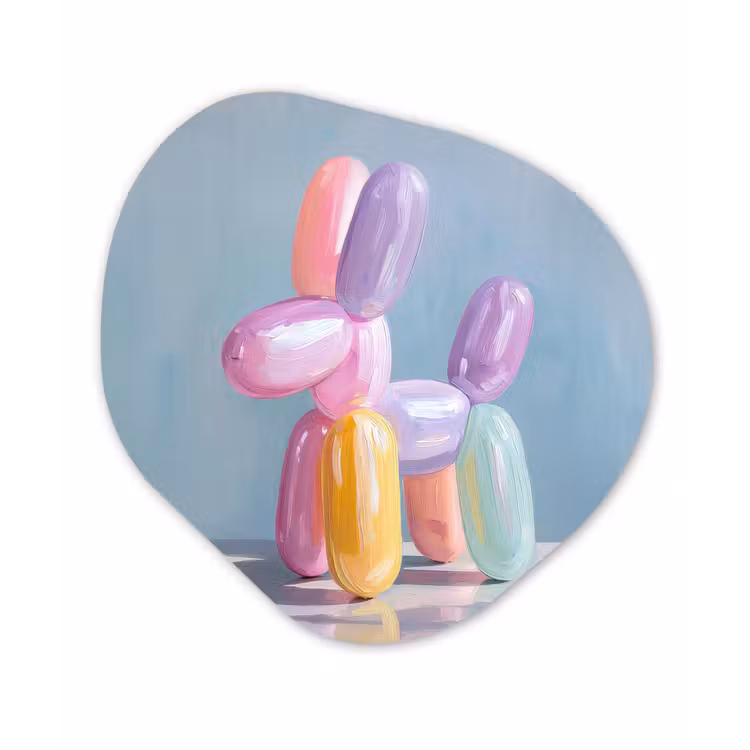 Dier - Ballon - Pasteltinten - Glanzend Wandcirkel Organisch Plexiglas middel -3d