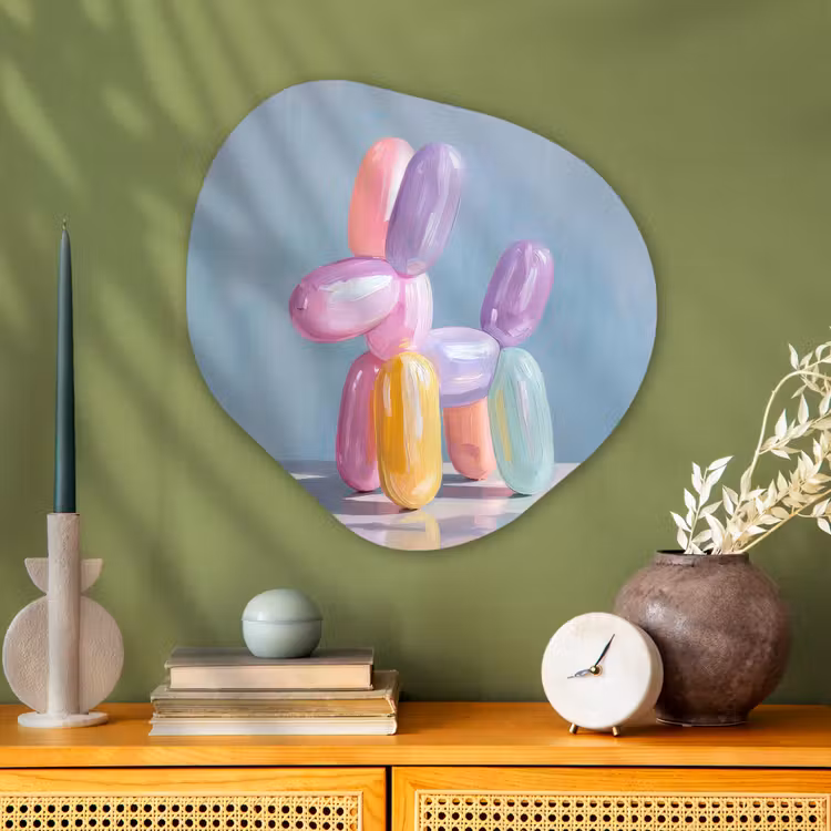 Dier - Ballon - Pasteltinten - Glanzend Wandcirkel Organisch Plexiglas middel -sfeer2