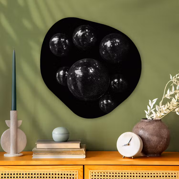 Discoballen - Minimalistisch - Zwart Wandcirkel Organisch Plexiglas middel -sfeer2