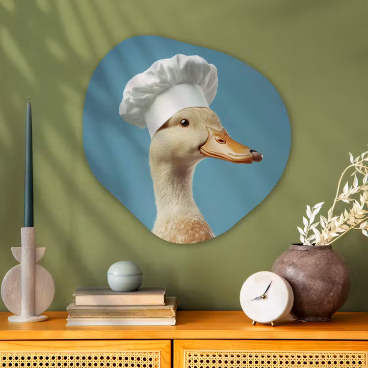 Eend - Koksmuts - Cute - Vogel Wandcirkel Organisch Plexiglas middel -sfeer2