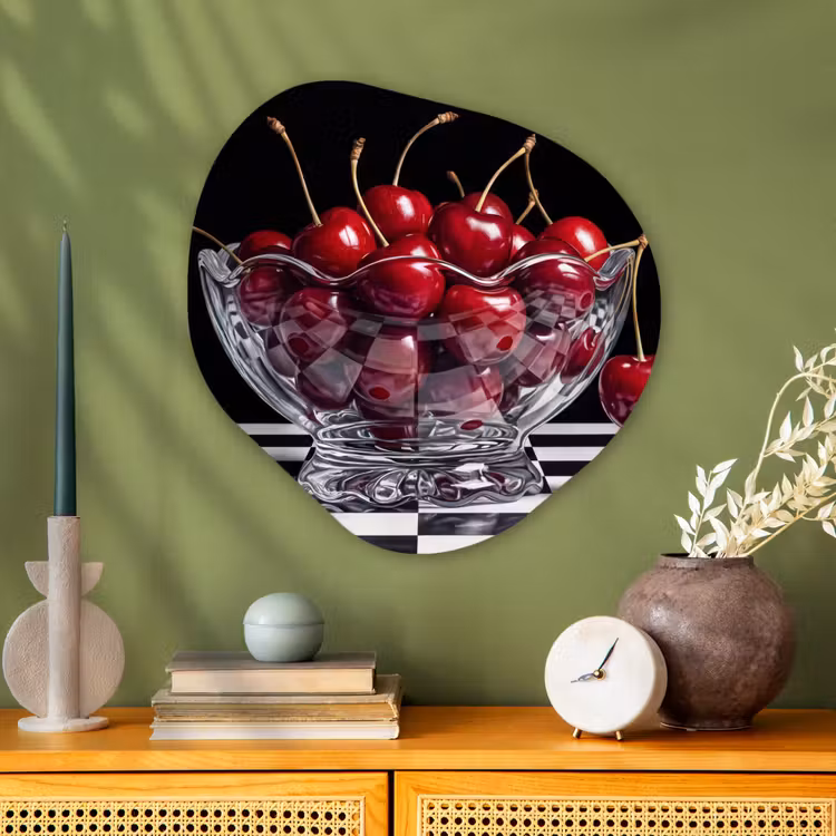 Organisch schilderij glas - Eten - Kersen - Rood - Eten - Kersen - Rood Wandcirkel Organisch Plexiglas middel