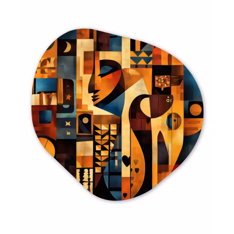 Figuren - Abstract - Symbolen Wandcirkel Organisch Plexiglas middel -3d
