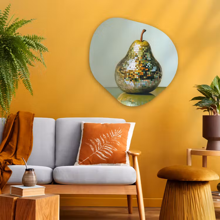 Fruit - Disco - Art - Glitter Wandcirkel Organisch Plexiglas middel -sfeer4