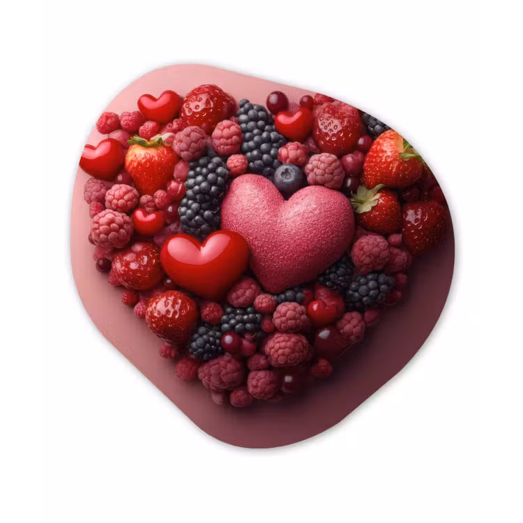 Fruit - Hartjes - Aardbeien - Frambozen - Bosbessen Wandcirkel Organisch Plexiglas middel -3d