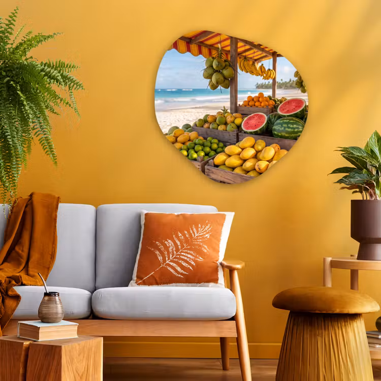 Organisch schilderij glas - Fruit - Strand - Tropisch - Fruit - Strand - Tropisch Wandcirkel Organisch Plexiglas middel