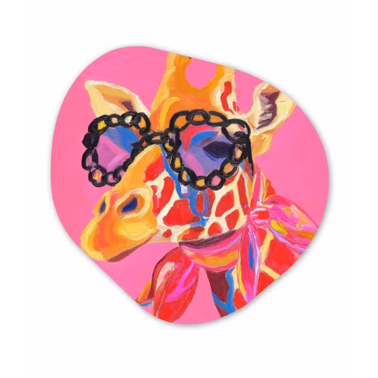 Giraf - Roze - Bril - Sjaal Wandcirkel Organisch Plexiglas middel -3d