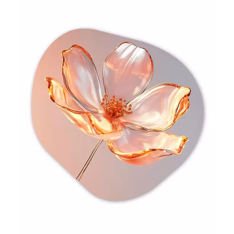 Glazen - Bloem - Roze Wandcirkel Organisch Plexiglas middel -3d