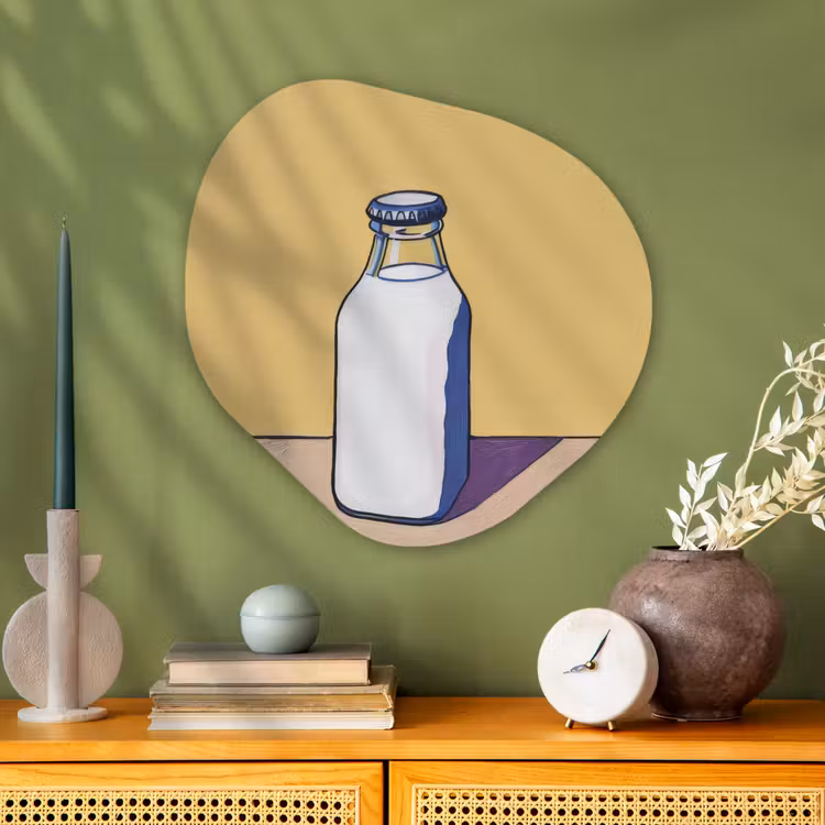 Glazen - Fles - Illustratie - Melk Wandcirkel Organisch Plexiglas middel -sfeer2